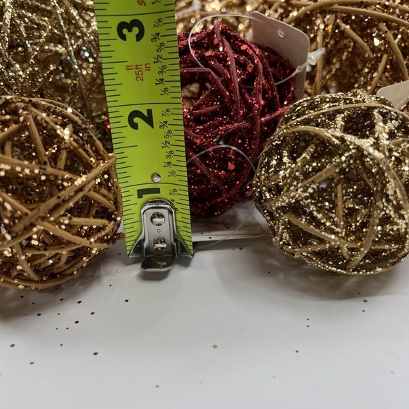 Pier 1 Glitter Vine Brown Gold Lot of 20 Decorative Ball Orb Wicker - Picture 10 of 10